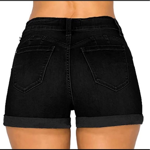 New Black Denim Shorts - Picture 3 of 4